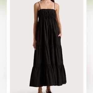 NWT FAITHFULL THE BRAND JOEN MIDI COTTON DRESS BLACK 2